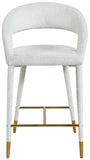 Destiny Cream Boucle Fabric Stool with Elegant Gold Tipped Legs for Contemporary Dining Spaces