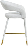 Destiny Cream Boucle Fabric Stool with Elegant Gold Tipped Legs for Contemporary Dining Spaces