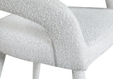 Destiny Cream Boucle Fabric Stool with Elegant Gold Tipped Legs for Contemporary Dining Spaces