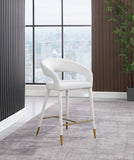 Destiny Cream Boucle Fabric Stool with Elegant Gold Tipped Legs for Contemporary Dining Spaces
