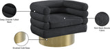 Tessa Contemporary Swivel Accent Chair with Deep Channel Tufting and Stylish Gold Base Design