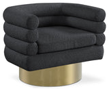 Tessa Contemporary Swivel Accent Chair with Deep Channel Tufting and Stylish Gold Base Design