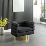 Tessa Contemporary Swivel Accent Chair with Deep Channel Tufting and Stylish Gold Base Design