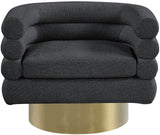 Tessa Contemporary Swivel Accent Chair with Deep Channel Tufting and Stylish Gold Base Design