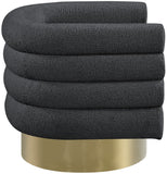 Tessa Contemporary Swivel Accent Chair with Deep Channel Tufting and Stylish Gold Base Design