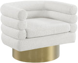 Tessa Contemporary Swivel Accent Chair with Deep Channel Tufting and Stylish Gold Base Design