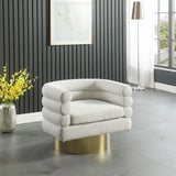 Tessa Contemporary Swivel Accent Chair with Deep Channel Tufting and Stylish Gold Base Design