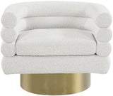 Tessa Contemporary Swivel Accent Chair with Deep Channel Tufting and Stylish Gold Base Design