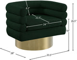 Tessa Contemporary Swivel Accent Chair with Deep Channel Tufting and Stylish Gold Base Design