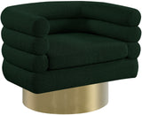 Tessa Contemporary Swivel Accent Chair with Deep Channel Tufting and Stylish Gold Base Design