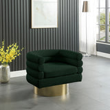 Tessa Contemporary Swivel Accent Chair with Deep Channel Tufting and Stylish Gold Base Design