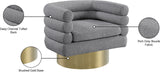 Tessa Contemporary Swivel Accent Chair with Deep Channel Tufting and Stylish Gold Base Design