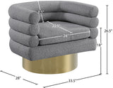 Tessa Contemporary Swivel Accent Chair with Deep Channel Tufting and Stylish Gold Base Design
