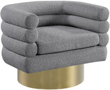 Tessa Contemporary Swivel Accent Chair with Deep Channel Tufting and Stylish Gold Base Design