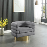 Tessa Contemporary Swivel Accent Chair with Deep Channel Tufting and Stylish Gold Base Design