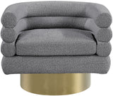 Tessa Contemporary Swivel Accent Chair with Deep Channel Tufting and Stylish Gold Base Design