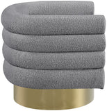 Tessa Contemporary Swivel Accent Chair with Deep Channel Tufting and Stylish Gold Base Design