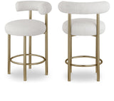 Bordeaux Contemporary Stool Set of 2 - Stylish Iron Frame with Luxurious Boucle Upholstery
