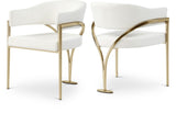Madelyn Contemporary Dining Chair Set of 2 - Stylish Faux Leather with Brushed Brass Accents