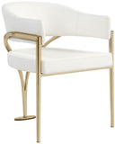 Madelyn Contemporary Dining Chair Set of 2 - Stylish Faux Leather with Brushed Brass Accents