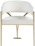 Madelyn Contemporary Dining Chair Set of 2 - Stylish Faux Leather with Brushed Brass Accents