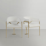 Madelyn Contemporary Dining Chair Set of 2 - Stylish Faux Leather with Brushed Brass Accents