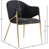 Nial Contemporary Dining Chair Set - Modern Boucle Fabric, Gold Brushed Brass Finish, Iron Frame