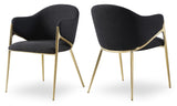 Nial Contemporary Dining Chair Set - Modern Boucle Fabric, Gold Brushed Brass Finish, Iron Frame