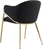 Nial Contemporary Dining Chair Set - Modern Boucle Fabric, Gold Brushed Brass Finish, Iron Frame