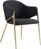 Nial Contemporary Dining Chair Set - Modern Boucle Fabric, Gold Brushed Brass Finish, Iron Frame