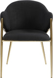 Nial Contemporary Dining Chair Set - Modern Boucle Fabric, Gold Brushed Brass Finish, Iron Frame
