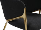 Nial Contemporary Dining Chair Set - Modern Boucle Fabric, Gold Brushed Brass Finish, Iron Frame