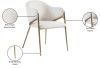 Nial Contemporary Dining Chair Set - Modern Boucle Fabric, Gold Brushed Brass Finish, Iron Frame