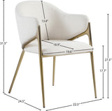 Nial Contemporary Dining Chair Set - Modern Boucle Fabric, Gold Brushed Brass Finish, Iron Frame