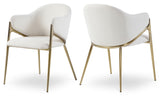 Nial Contemporary Dining Chair Set - Modern Boucle Fabric, Gold Brushed Brass Finish, Iron Frame