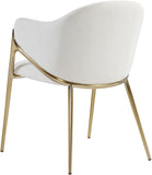 Nial Contemporary Dining Chair Set - Modern Boucle Fabric, Gold Brushed Brass Finish, Iron Frame
