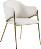 Nial Contemporary Dining Chair Set - Modern Boucle Fabric, Gold Brushed Brass Finish, Iron Frame