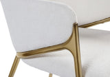 Nial Contemporary Dining Chair Set - Modern Boucle Fabric, Gold Brushed Brass Finish, Iron Frame