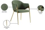 Nial Contemporary Dining Chair Set - Modern Boucle Fabric, Gold Brushed Brass Finish, Iron Frame