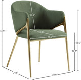 Nial Contemporary Dining Chair Set - Modern Boucle Fabric, Gold Brushed Brass Finish, Iron Frame