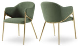 Nial Contemporary Dining Chair Set - Modern Boucle Fabric, Gold Brushed Brass Finish, Iron Frame