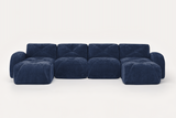 MYLO 140" 4-Seater Sofa with 2 Ottomans
