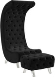 Crescent Velvet Accent Chair - Modern Acrylic Legs, Chic Rounded Design, Soft Touch & Stylish Tufting