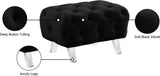 Crescent Contemporary Ottoman - Chic Velvet Seating with Deep Button Tufting and Acrylic Legs