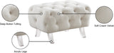 Crescent Contemporary Ottoman - Chic Velvet Seating with Deep Button Tufting and Acrylic Legs