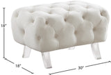 Crescent Contemporary Ottoman - Chic Velvet Seating with Deep Button Tufting and Acrylic Legs