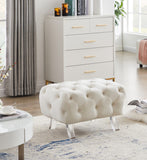 Crescent Contemporary Ottoman - Chic Velvet Seating with Deep Button Tufting and Acrylic Legs