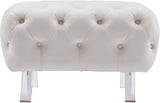 Crescent Contemporary Ottoman - Chic Velvet Seating with Deep Button Tufting and Acrylic Legs