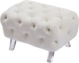 Crescent Contemporary Ottoman - Chic Velvet Seating with Deep Button Tufting and Acrylic Legs