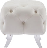Crescent Contemporary Ottoman - Chic Velvet Seating with Deep Button Tufting and Acrylic Legs